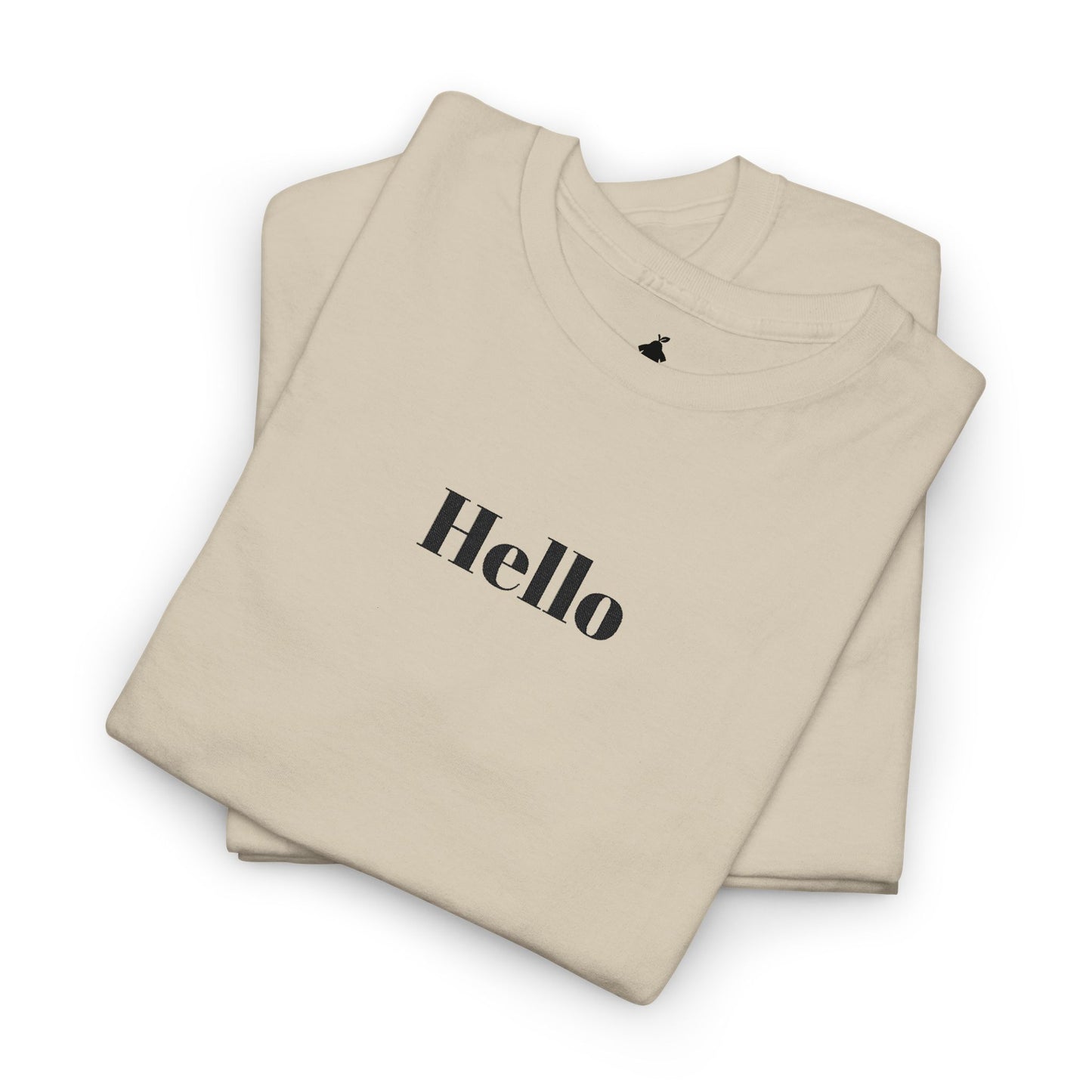 Hello - Black Embroidery Unisex Cotton T-shirt