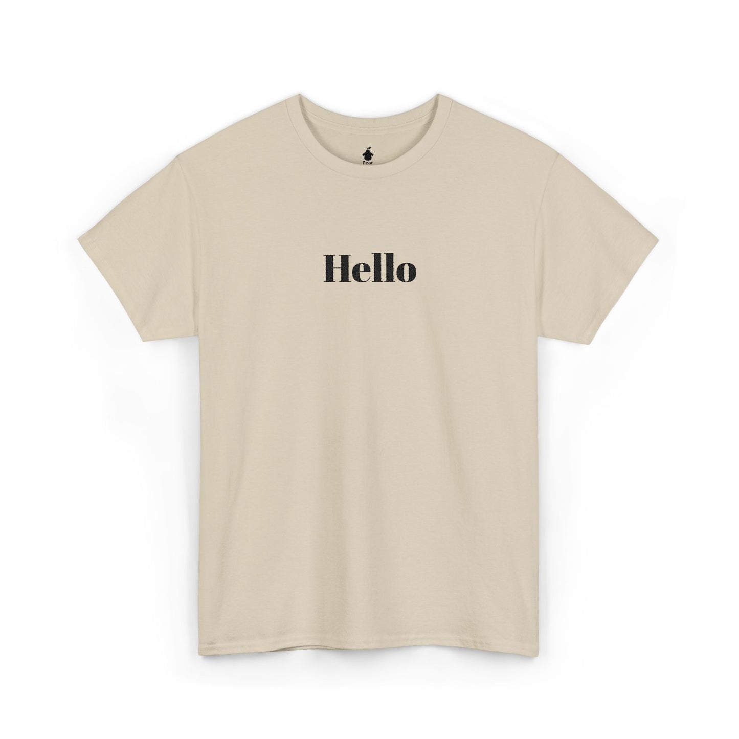 Hello - Black Embroidery Unisex Cotton T-shirt
