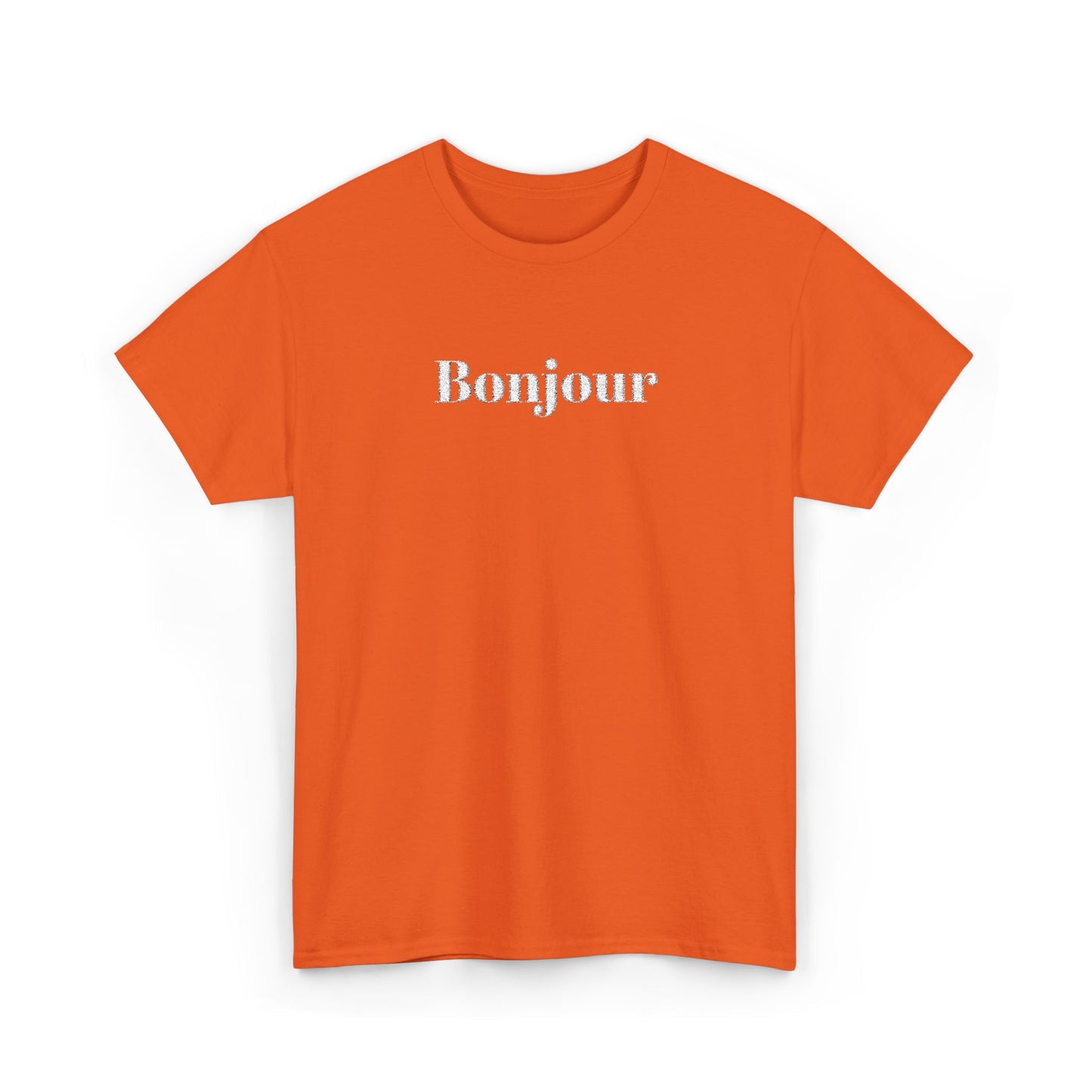 Bonjour - White Embroidery Unisex Cotton T-shirt