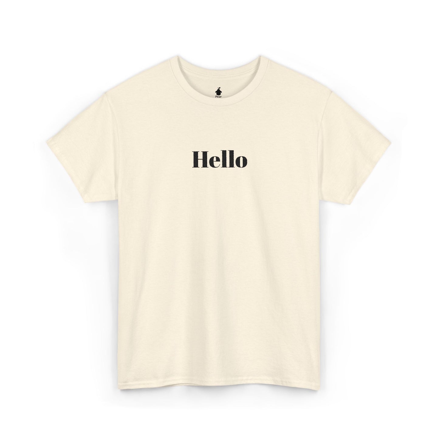 Hello - Black Embroidery Unisex Cotton T-shirt