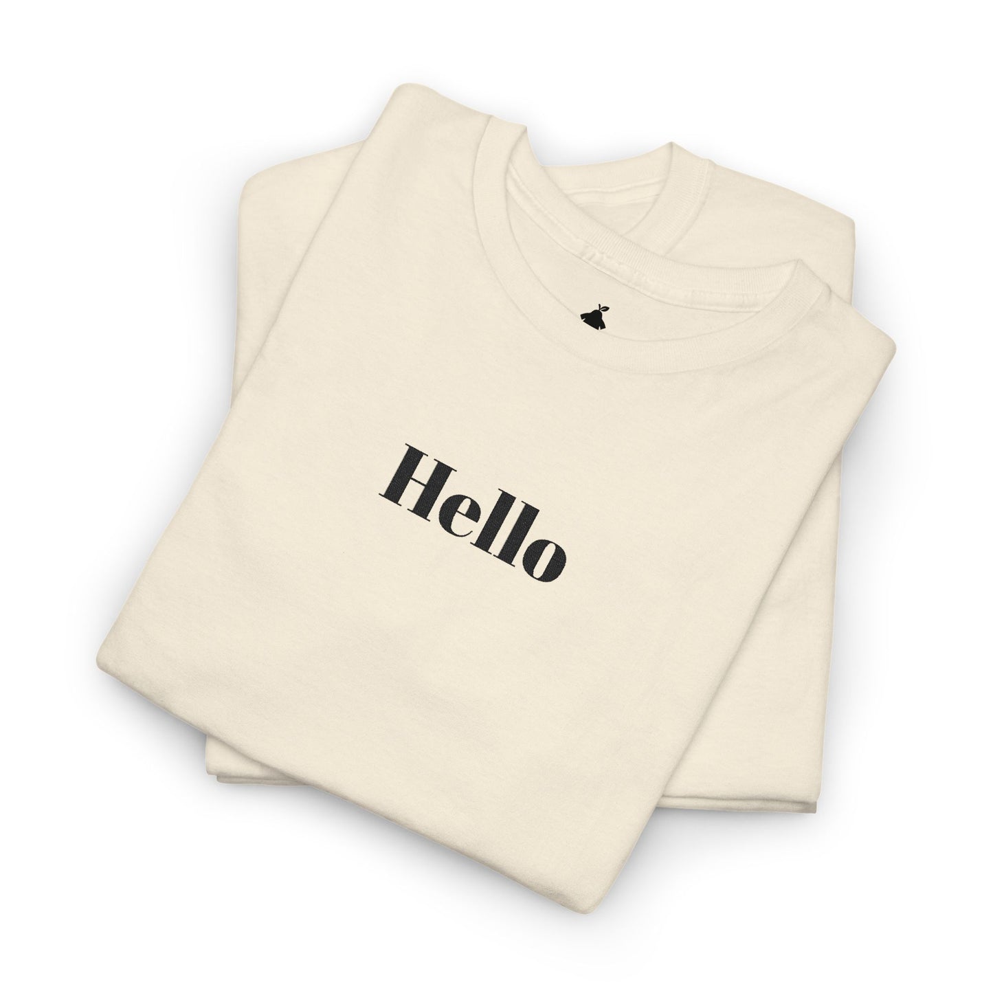 Hello - Black Embroidery Unisex Cotton T-shirt
