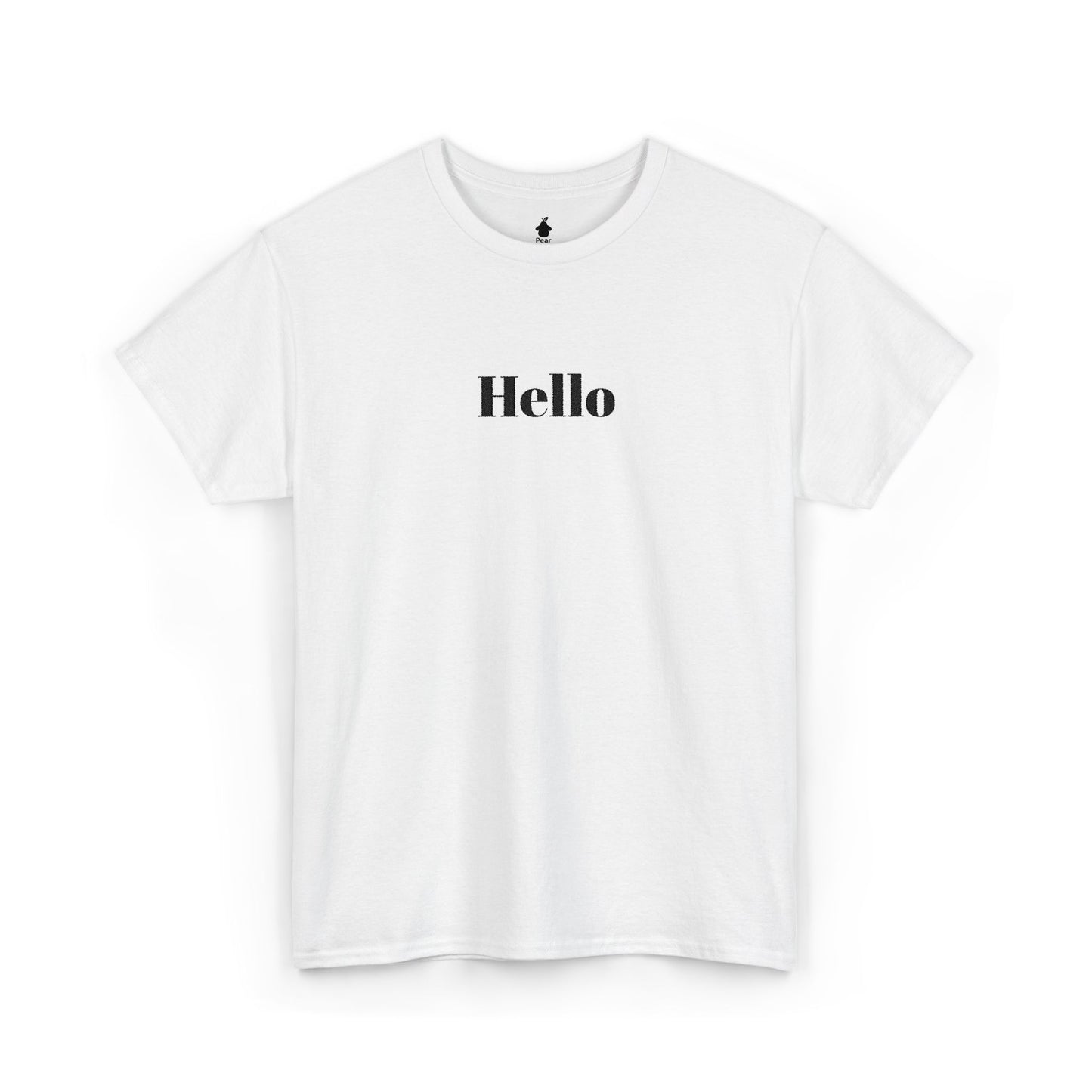 Hello - Black Embroidery Unisex Cotton T-shirt