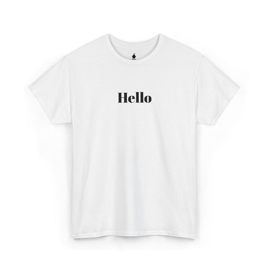 Hello - Black Embroidery Unisex Cotton T-shirt