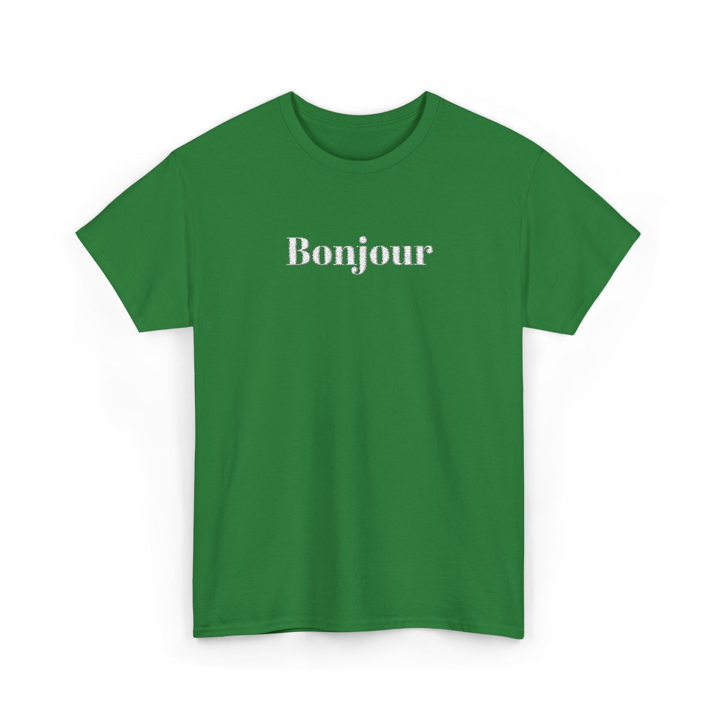 Bonjour - White Embroidery Unisex Cotton T-shirt