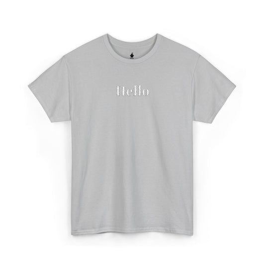 Hello - White Embroidery Unisex Cotton T-shirt