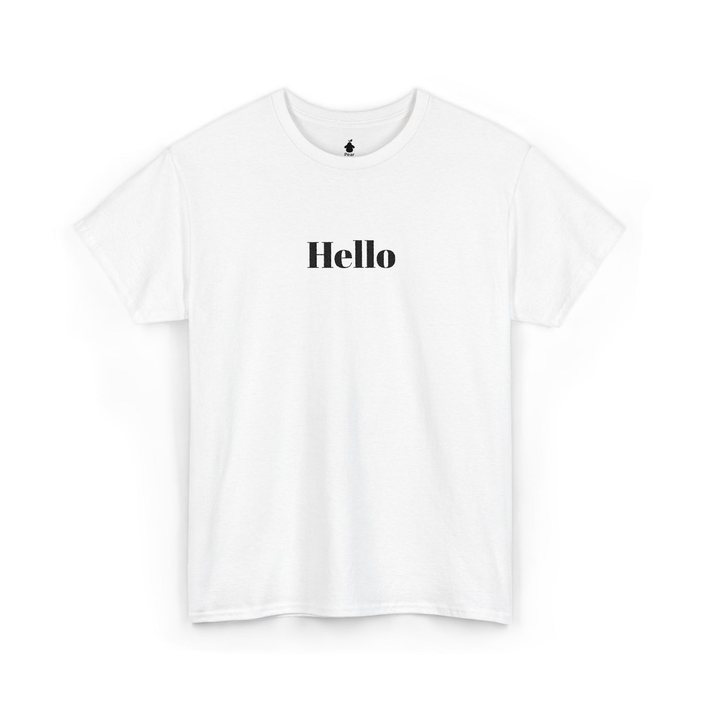 Hello - Black Embroidery Unisex Cotton T-shirt