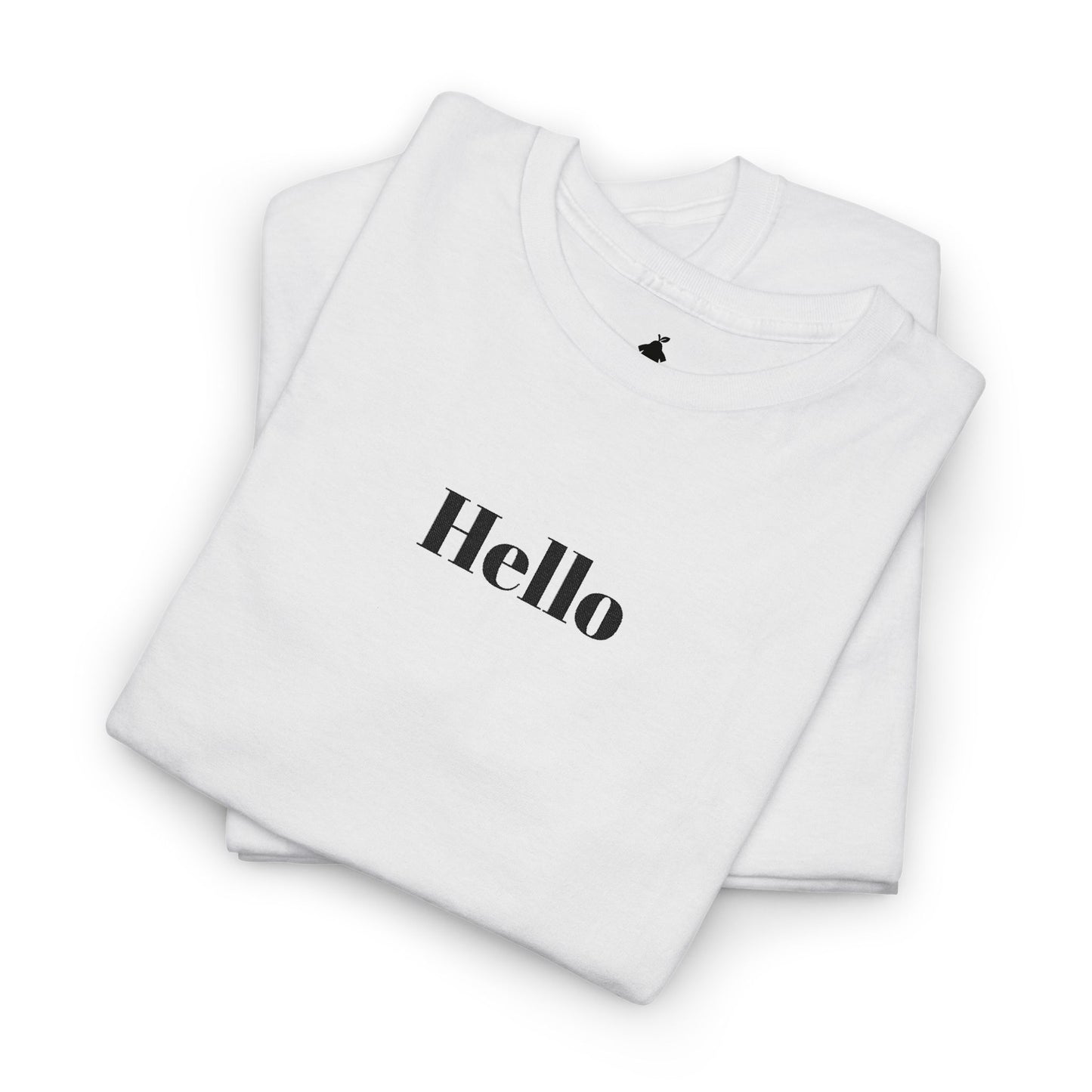 Hello - Black Embroidery Unisex Cotton T-shirt