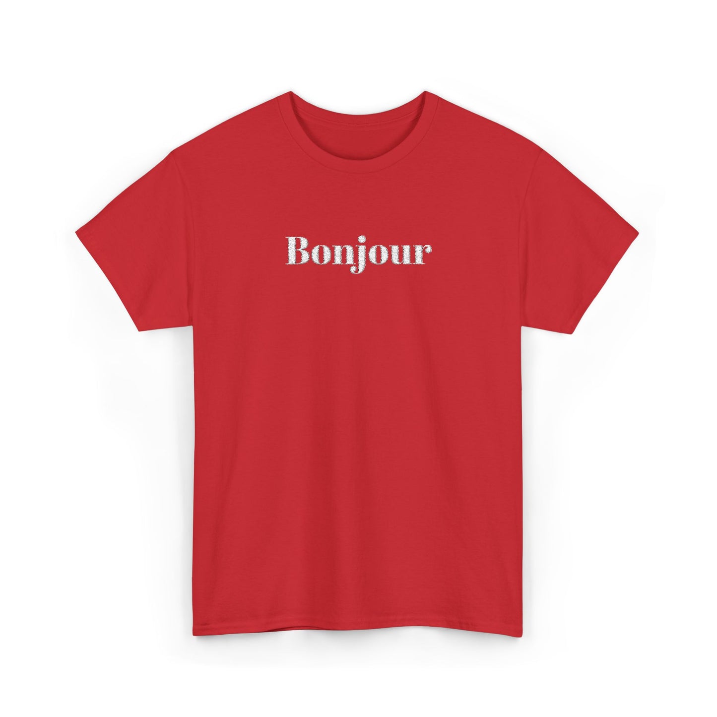 Bonjour - White Embroidery Unisex Cotton T-shirt