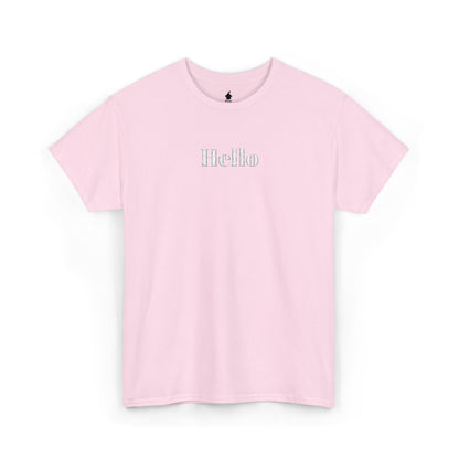Hello - White Embroidery Unisex Cotton T-shirt
