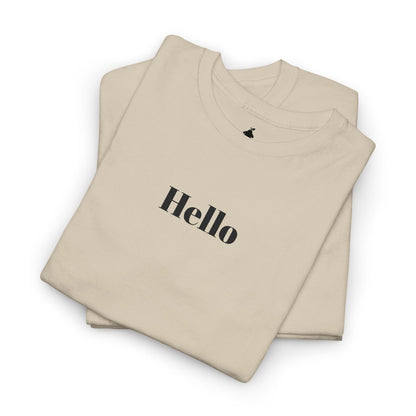 Hello - Black Embroidery Unisex Cotton T-shirt