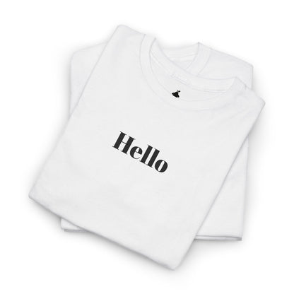 Hello - Black Embroidery Unisex Cotton T-shirt