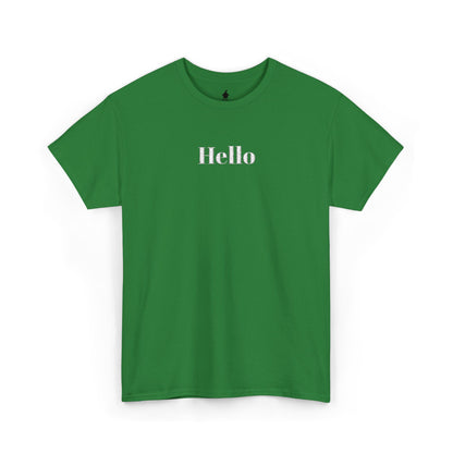 Hello - White Embroidery Unisex Cotton T-shirt