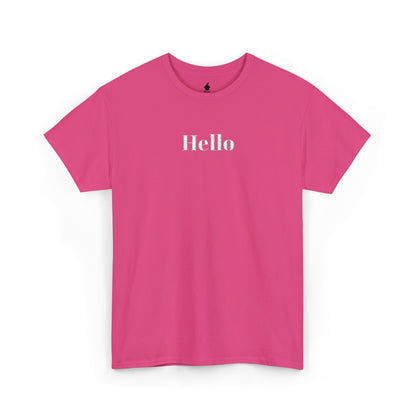 Hello - White Embroidery Unisex Cotton T-shirt