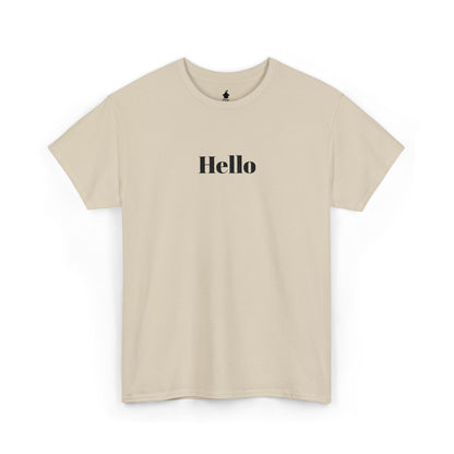 Hello - Black Embroidery Unisex Cotton T-shirt