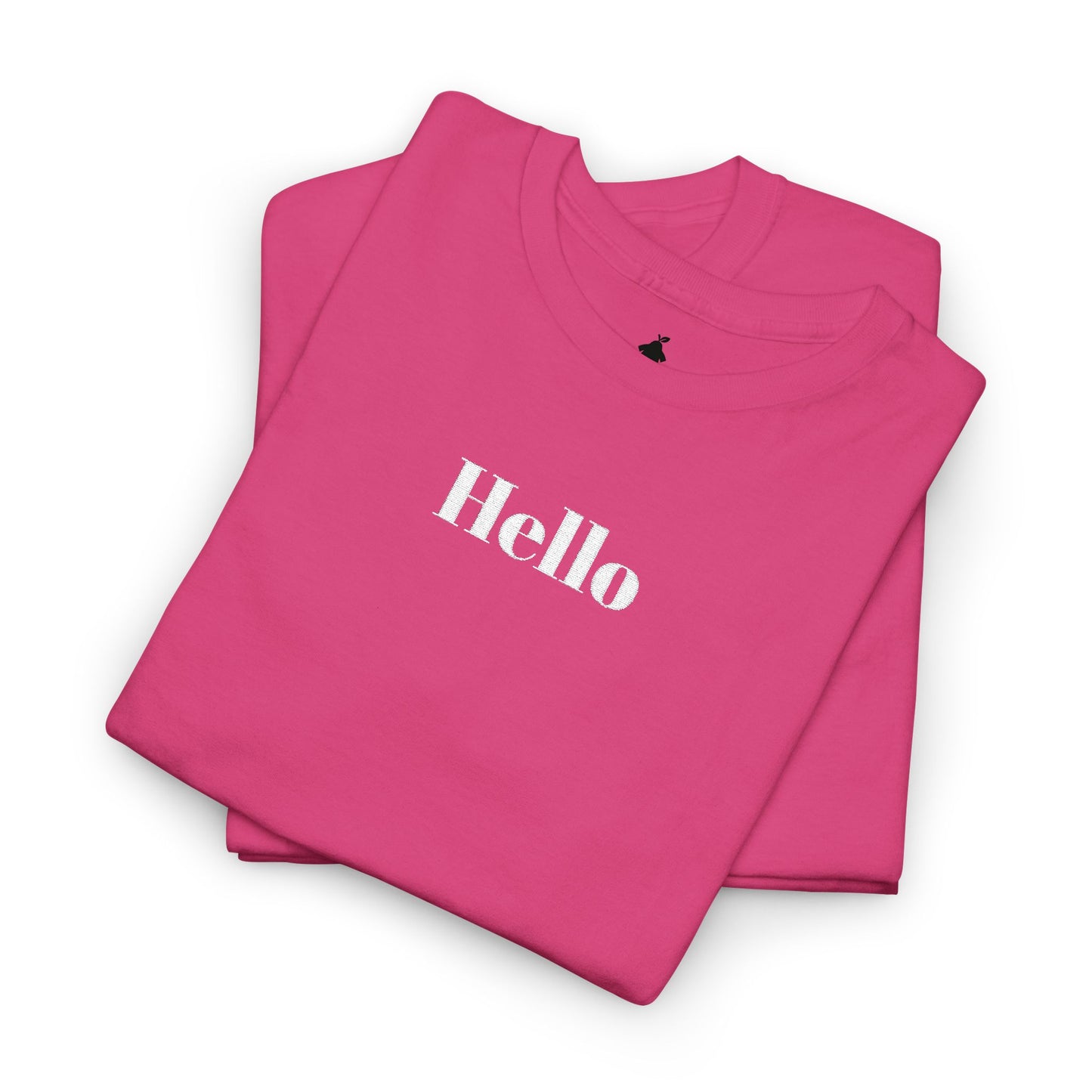 Hello - White Embroidery Unisex Cotton T-shirt