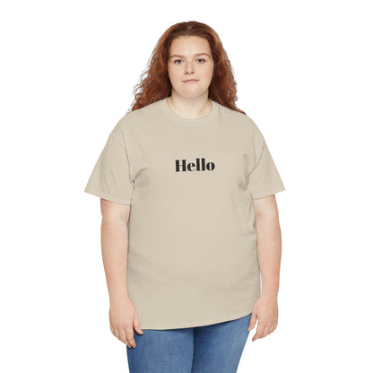 Hello - Black Embroidery Unisex Cotton T-shirt