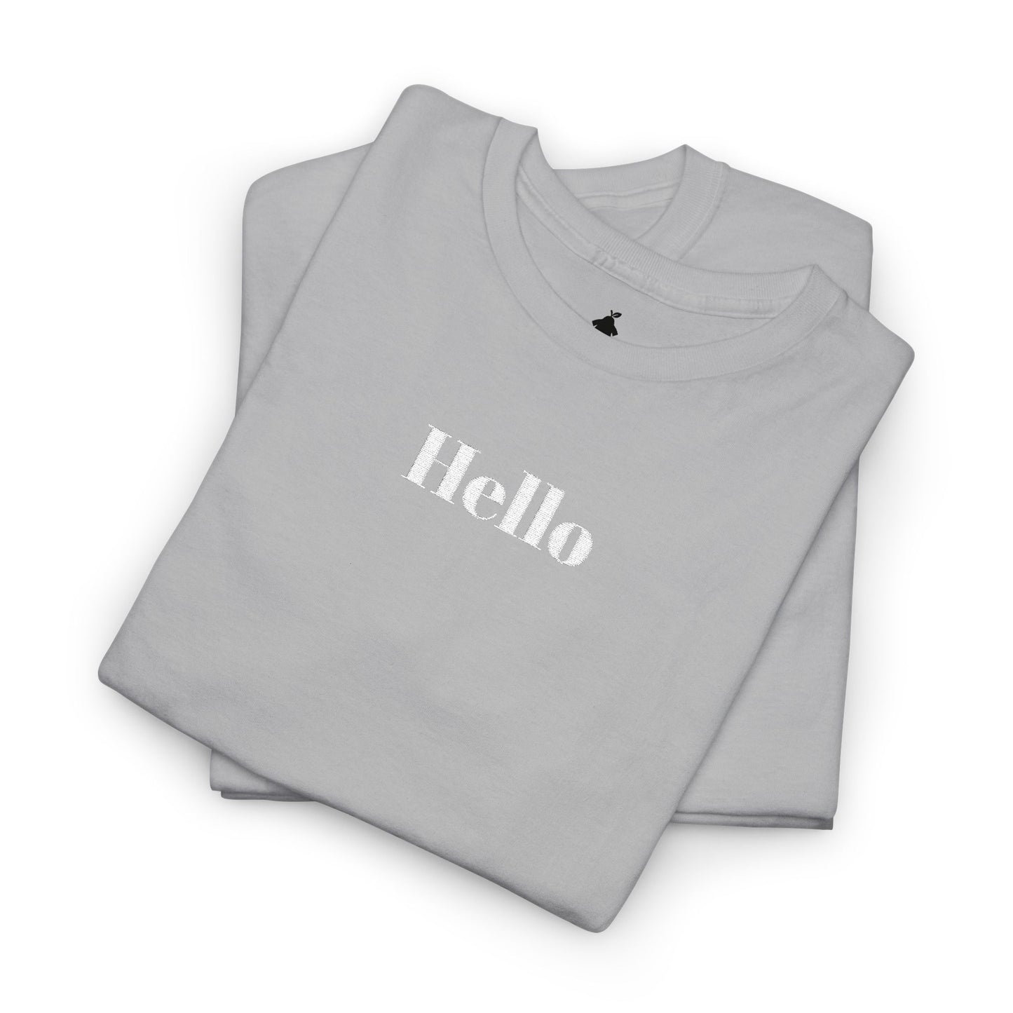 Hello - White Embroidery Unisex Cotton T-shirt