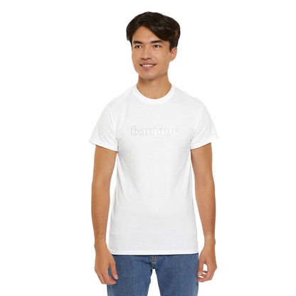 Bonjour - White Embroidery Unisex Cotton T-shirt