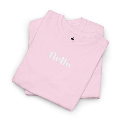 Hello - White Embroidery Unisex Cotton T-shirt
