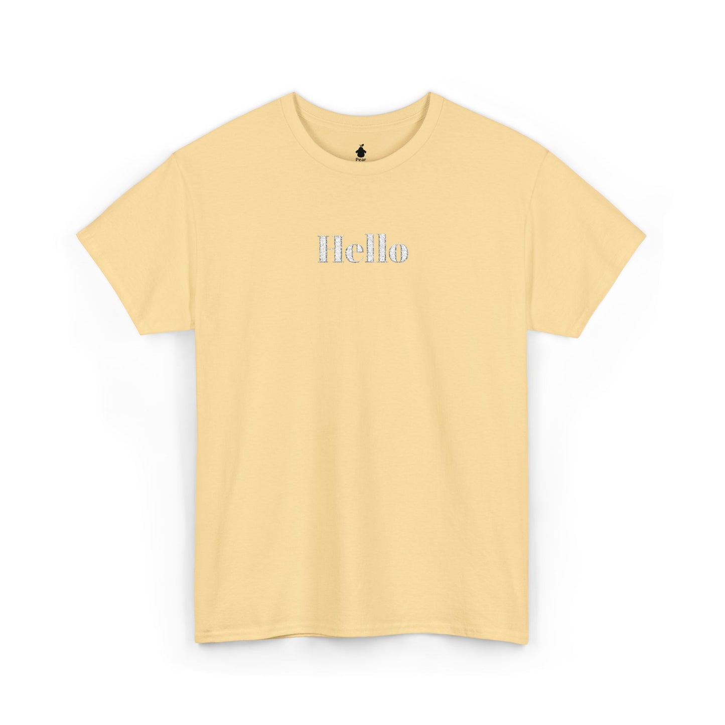 Hello - White Embroidery Unisex Cotton T-shirt