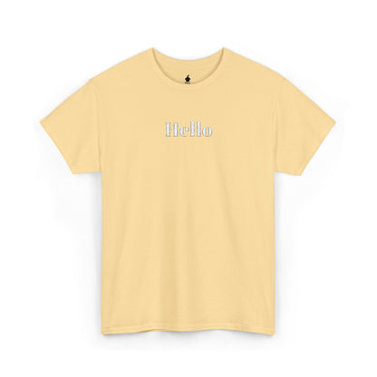 Hello - White Embroidery Unisex Cotton T-shirt