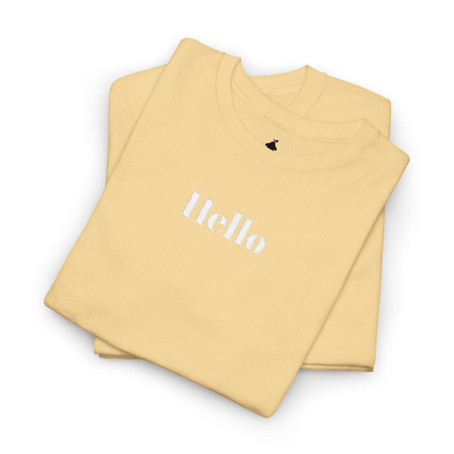 Hello - White Embroidery Unisex Cotton T-shirt