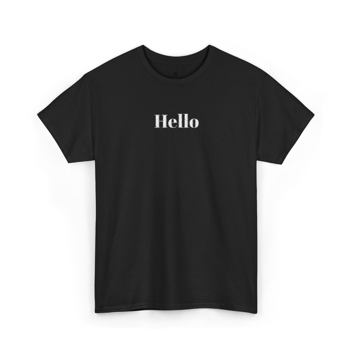 Hello - White Embroidery Unisex Cotton T-shirt