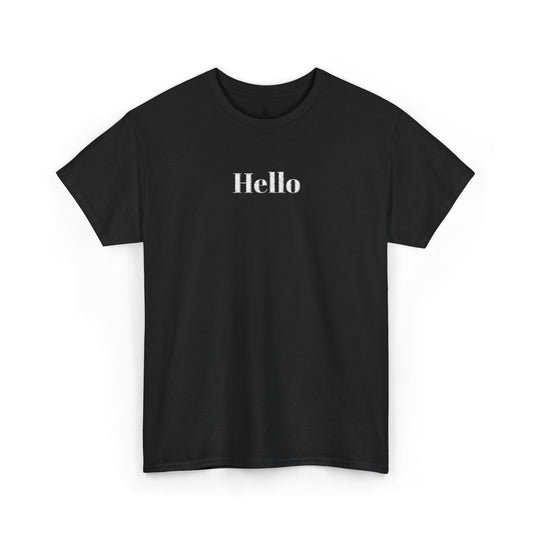 Hello - White Embroidery Unisex Cotton T-shirt