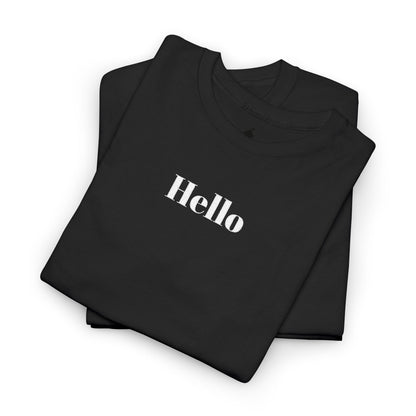 Hello - White Embroidery Unisex Cotton T-shirt