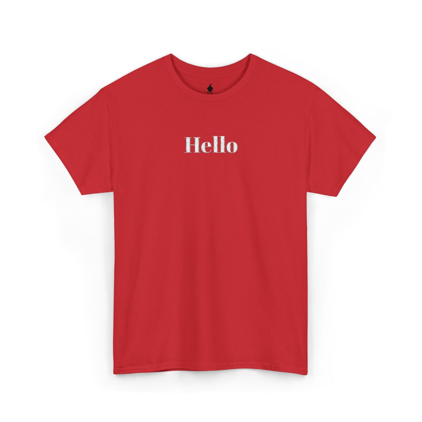 Hello - White Embroidery Unisex Cotton T-shirt