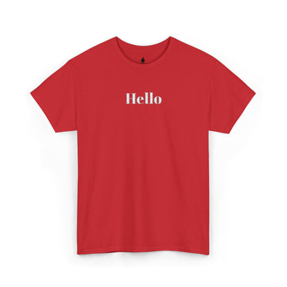Hello - White Embroidery Unisex Cotton T-shirt