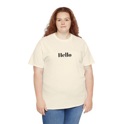 Hello - Black Embroidery Unisex Cotton T-shirt