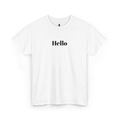 Hello - Black Embroidery Unisex Cotton T-shirt