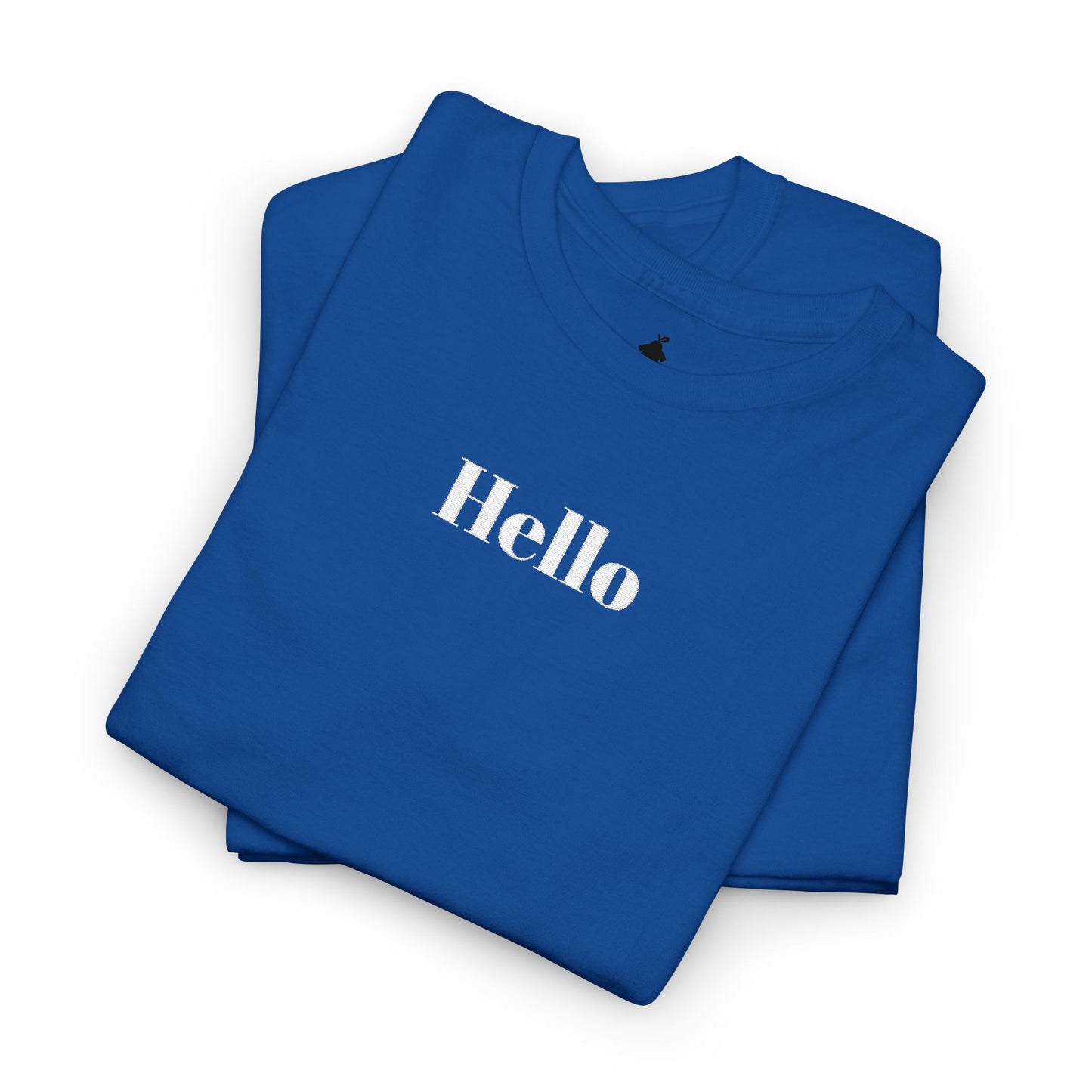 Hello - White Embroidery Unisex Cotton T-shirt
