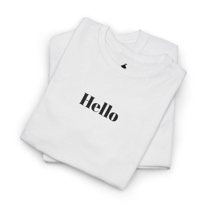 Hello - Black Embroidery Unisex Cotton T-shirt