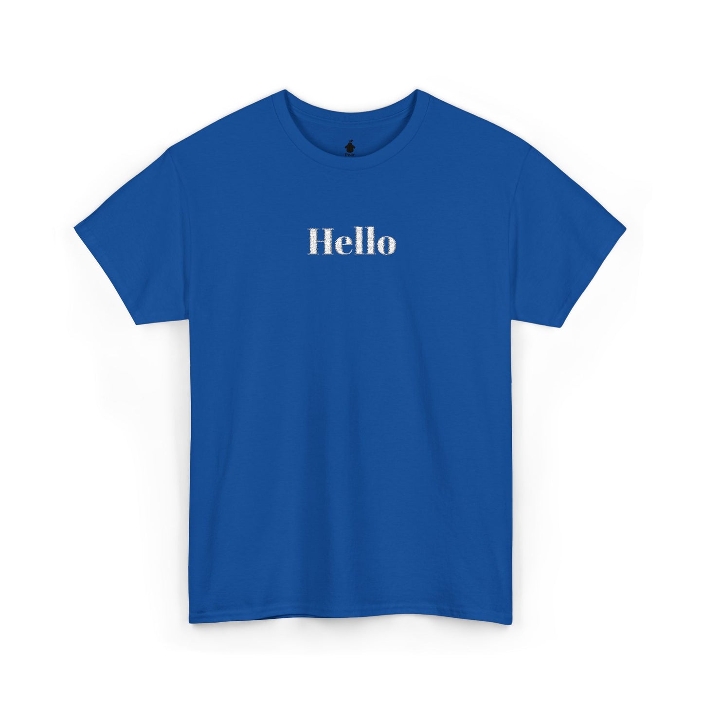 Hello - White Embroidery Unisex Cotton T-shirt