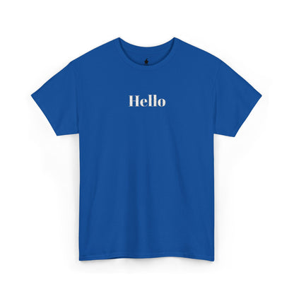 Hello - White Embroidery Unisex Cotton T-shirt