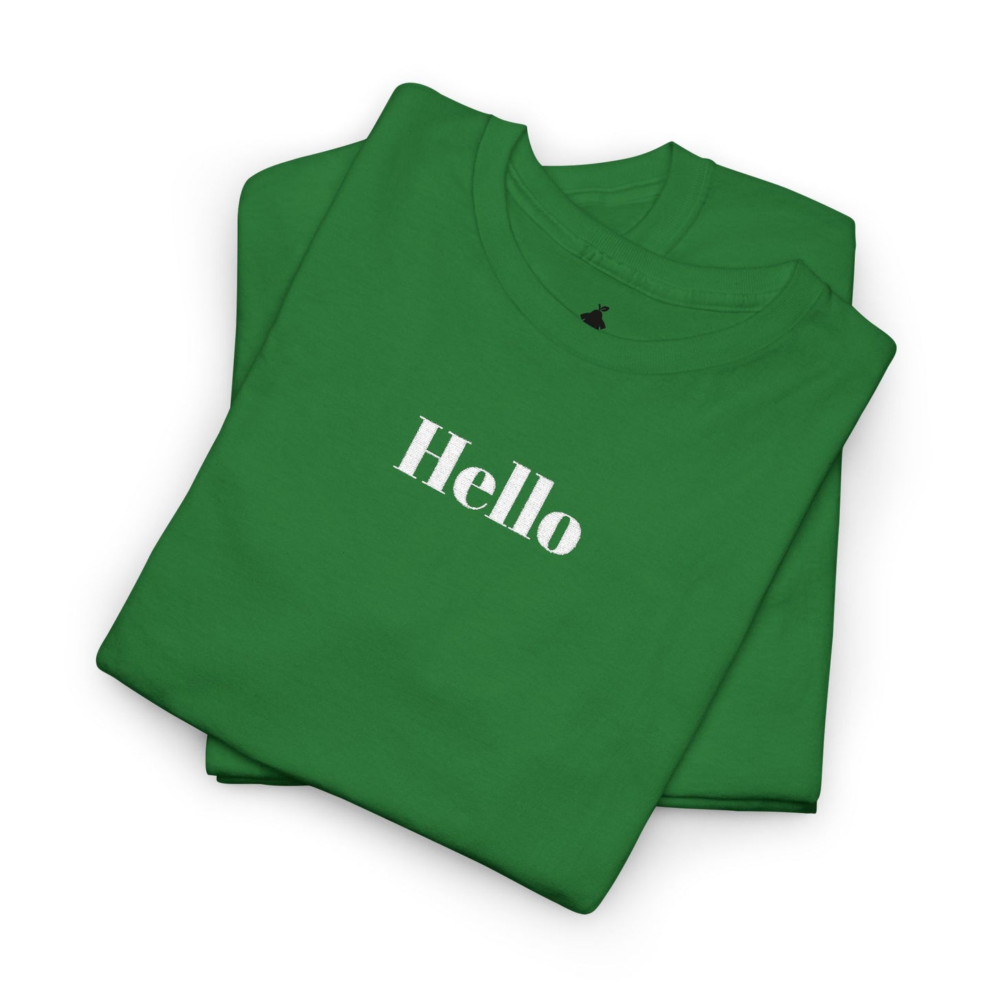 Hello - White Embroidery Unisex Cotton T-shirt